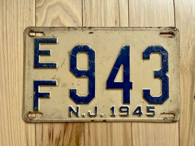 1945 New Jersey License Plate
