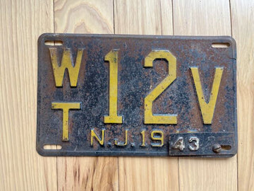 1943 New Jersey License Plate