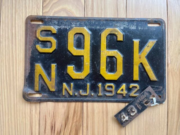 1942/43 New Jersey License Plate