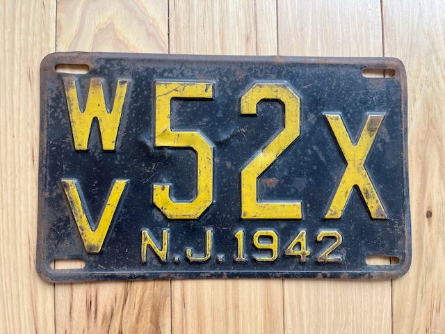 1942 New Jersey License Plate
