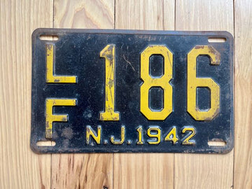1942 New Jersey License Plate