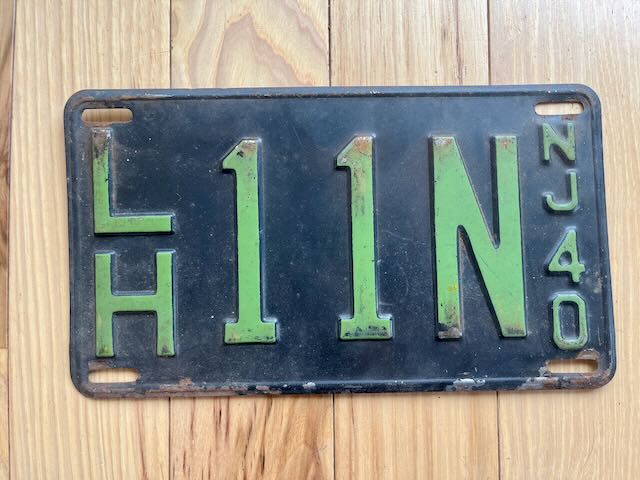 1940 New Jersey License Plate