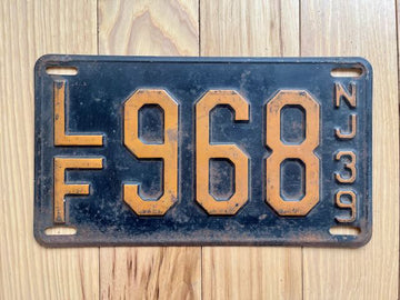 1939 New Jersey License Plate