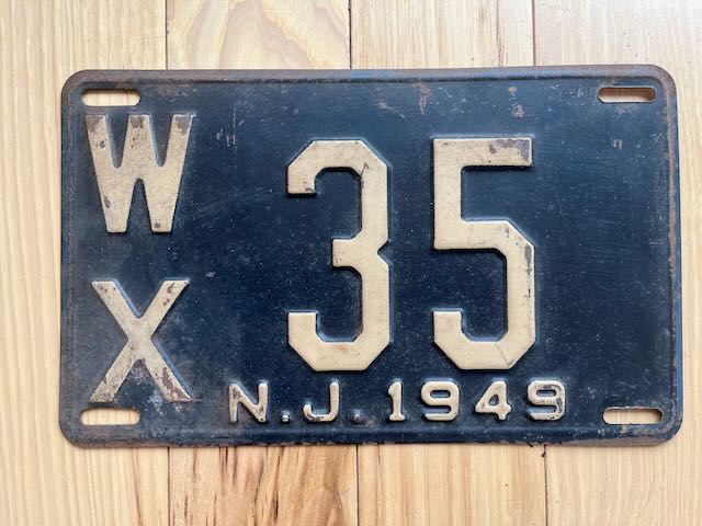 1949 New Jersey License Plate