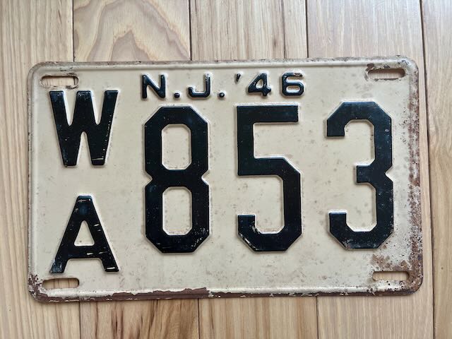 1946 New Jersey License Plate