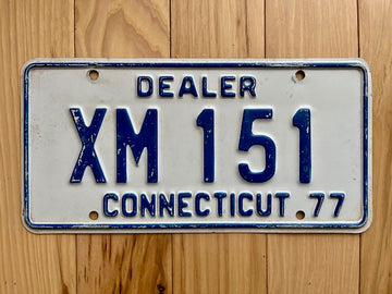 1977 Connecticut Dealer License Plate