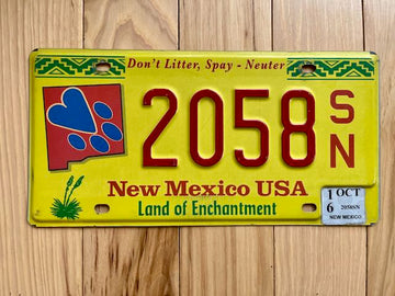 2016 New Mexico Spay Neuter License Plate