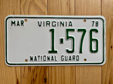 1978 Virginia National Guard License Plate