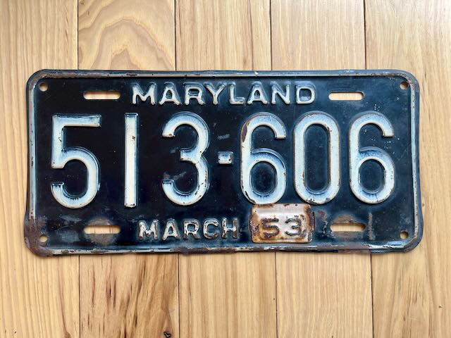 1953 Maryland License Plate
