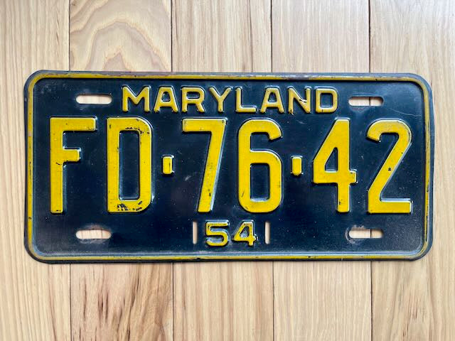 1954 Maryland License Plate