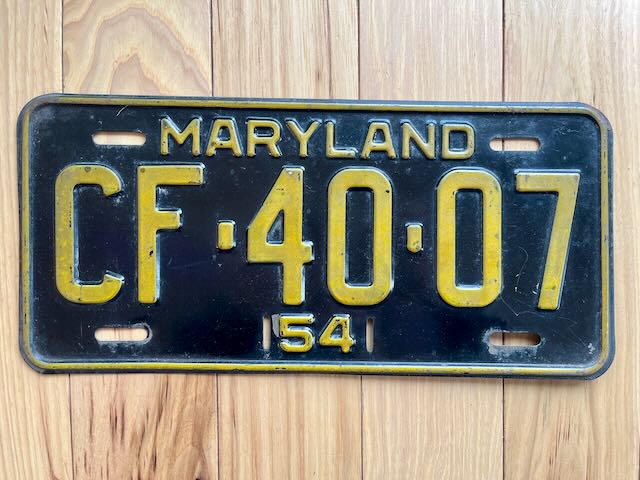 1954 Maryland License Plate