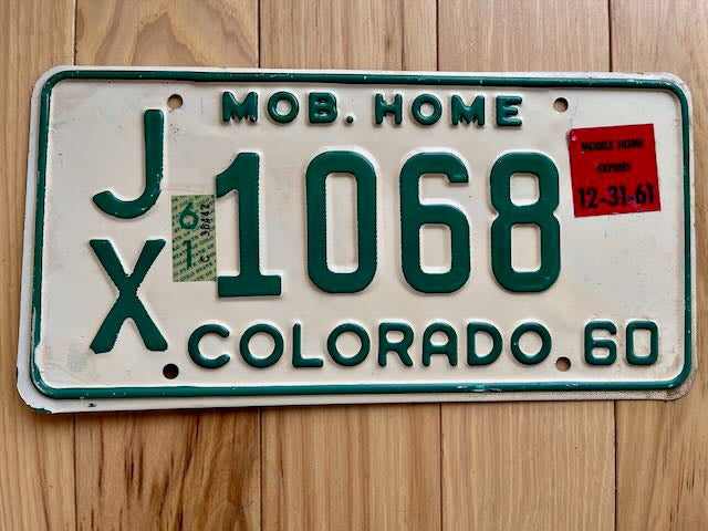 1960/61 Colorado Mobile Home License Plate