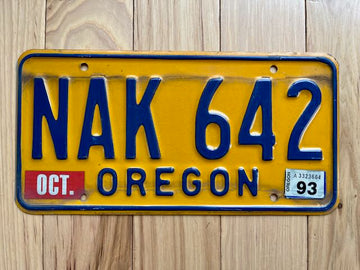 1993 Oregon License Plate