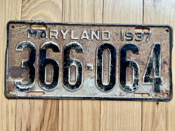 1937 Maryland License Plate