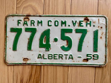1959 Alberta Farm Commercial License Plate