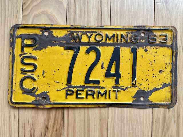 1963 Wyoming Permit License Plate