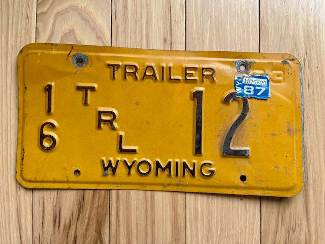 1987 Wyoming Trailer License Plate