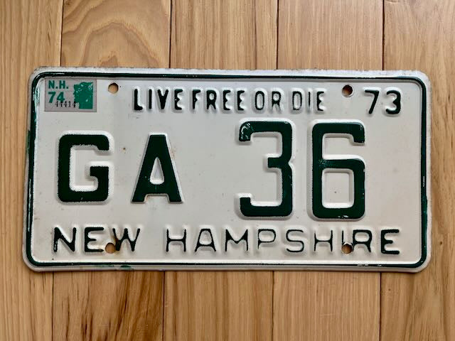 1973/74 New Hampshire License Plate