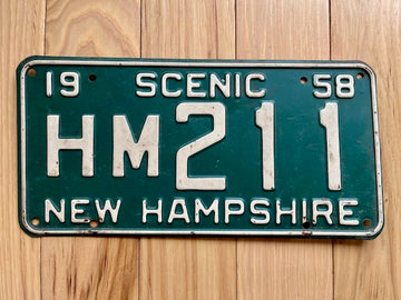 1958 New Hampshire License Plate