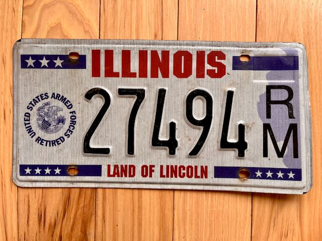 Illinois Retired Armed Forces License Plate