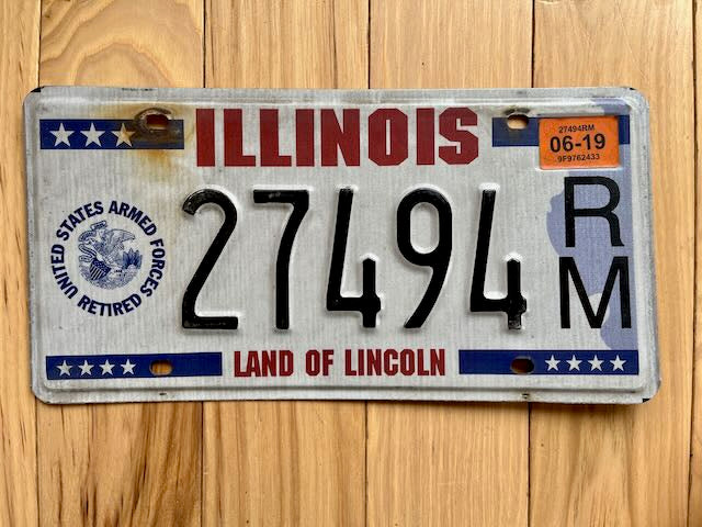 2019 Illinois Retired Armed Forces License Plate