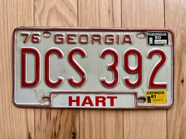 1976/80/81 Georgia Hart County License Plate