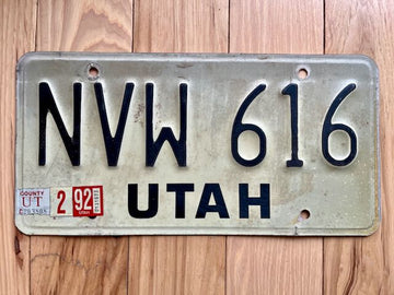 1992 Utah License Plate