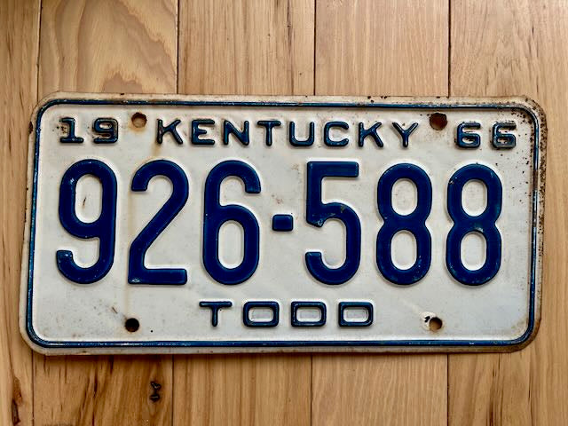 1966 Kentucky Todo County License Plate