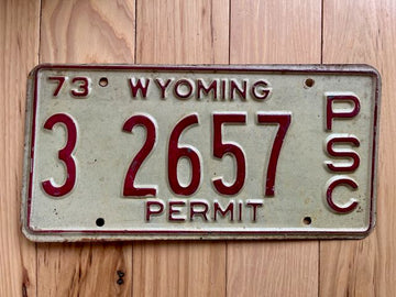 1973 Wyoming Permit License Plate