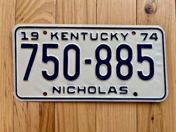 1974 Kentucky Nicholas County License Plate