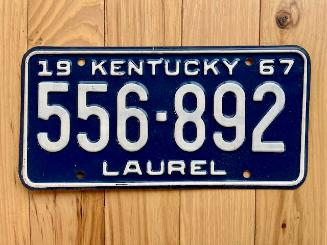 1967 Kentucky Laurel County License Plate