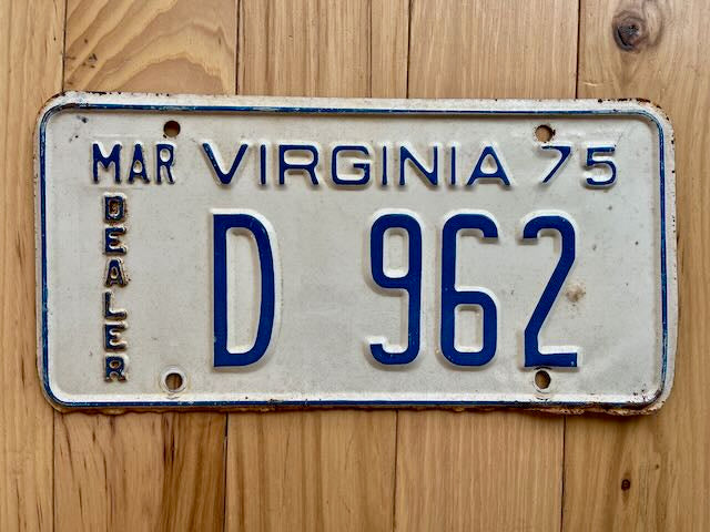 1975 Virginia Dealer License Plate