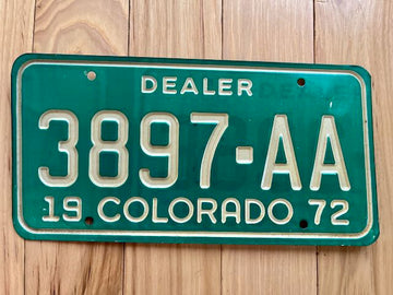 1972 Colorado Dealer License Plate