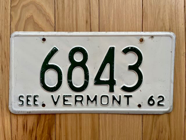 1962 Vermont License Plate
