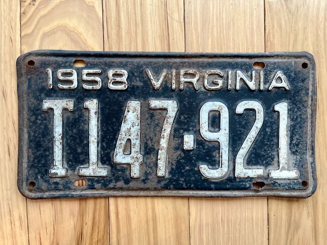 1958 Virginia License Plate