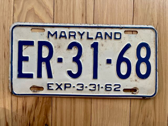 1962 Maryland License Plate