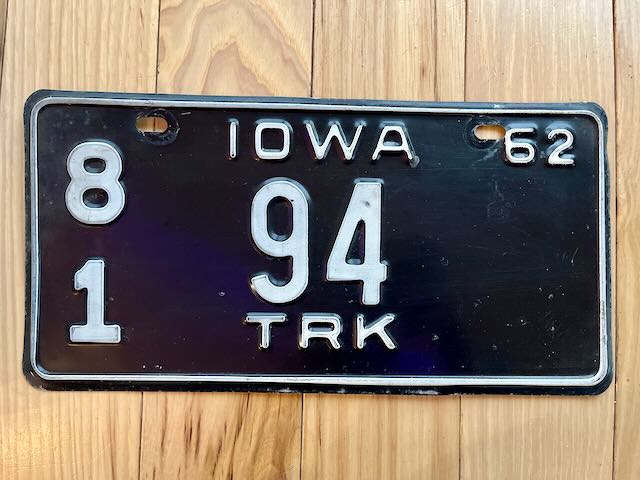 1962 Iowa Truck License Plate