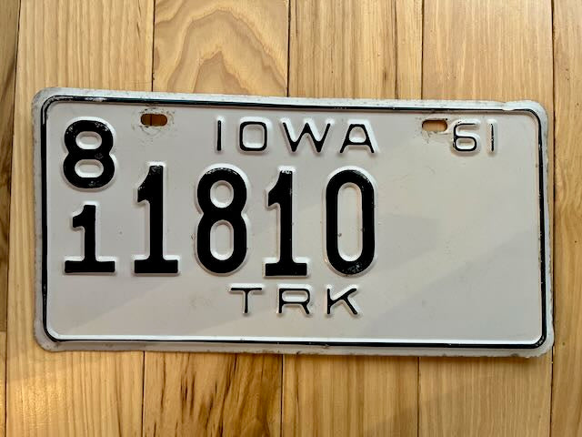 1961 Iowa Truck License Plate