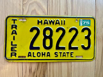 1975 Hawaii Trailer License Plate