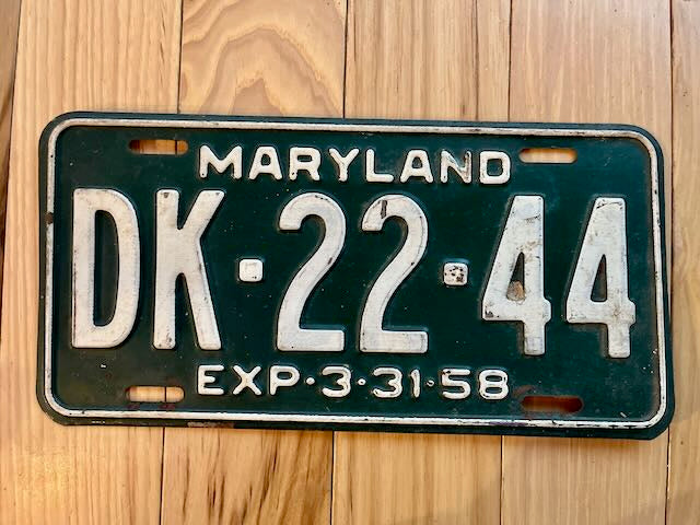 1958 Maryland School Bus License Plate