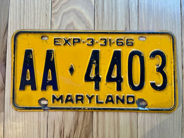 1966 Maryland License Plate