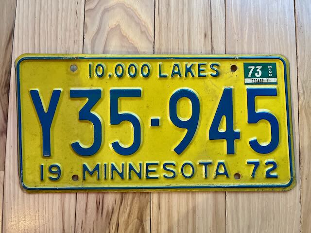 1972/73 Minnesota License Plate