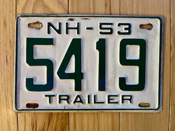 1953 New Hampshire Trailer License Plate
