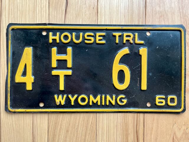 1960 Wyoming House Trailer License Plate