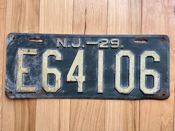 1929 New Jersey License Plate