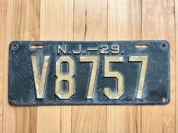 1929 New Jersey License Plate