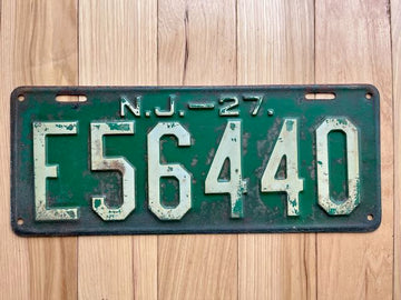 1927 New Jersey License Plate