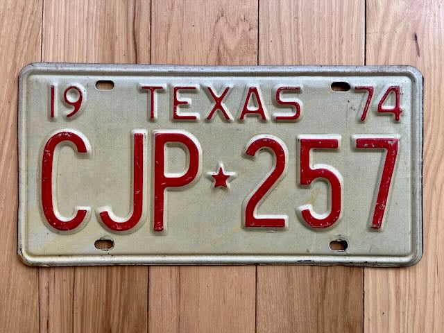 1974 Texas License Plate