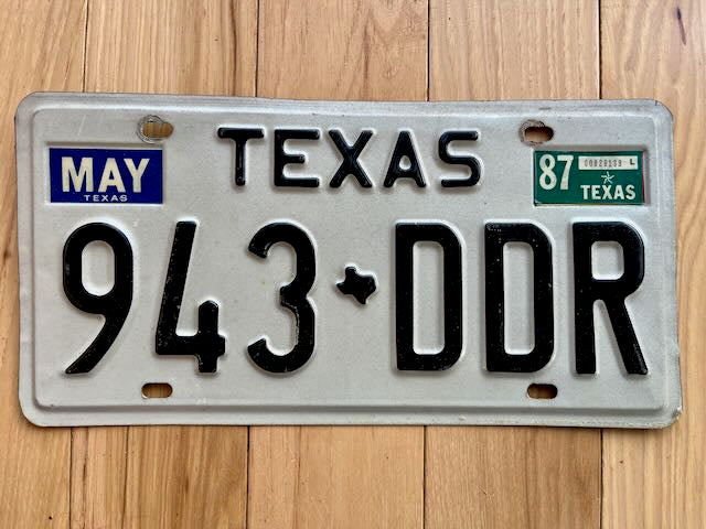 1987 Texas License Plate