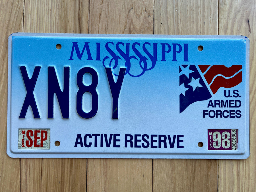 1998 Mississippi U.S. Armed Forces Active Reserve License Plate